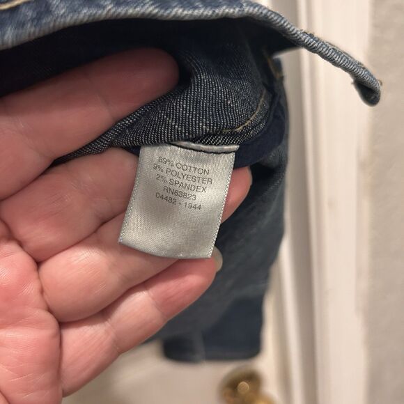 Christopher & Banks Women's Stretch Denim Blue Jean Jacket Snap Buttons‎ Large - Picture 8 of 8